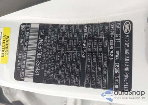 2013 Land Rover Range Rover Evoque Pure из США, поврежденный, VIN SALVN2BG5DH836481